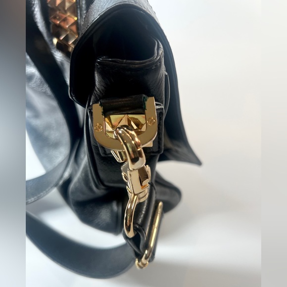 Tory Burch Black and Gold Studded Flap Crossbody - Picture 8 of 9